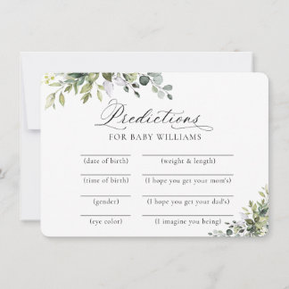 Elegante Eucalyptus Baby Shower Voorspellingenkaar Kaart