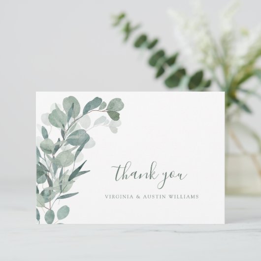 Elegante Eucalyptus Bedankkaart (Staand voorkant)