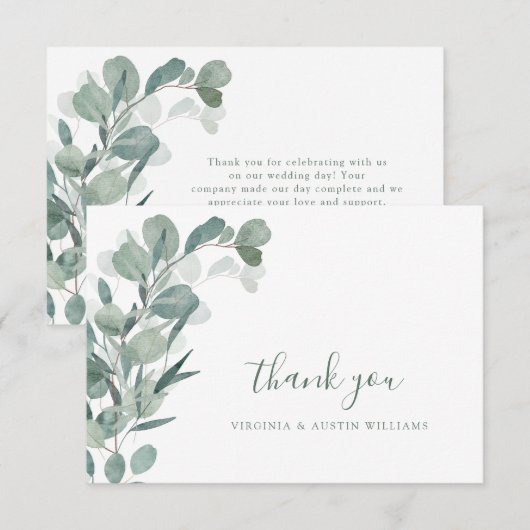 Elegante Eucalyptus Bedankkaart (Voorkant / Achterkant)