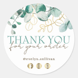 Elegante eucalyptus bedanksticker ronde sticker