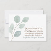 Elegante Eucalyptus begrafenis Dank u verdriet Bedankkaart (Voorkant)