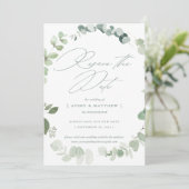 Elegante Eucalyptus Bewaar de Datum Trouwdag Aankondiging (Staand voorkant)