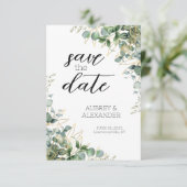 Elegante Eucalyptus Bewaar de datumkaarten Save The Date (Staand voorkant)