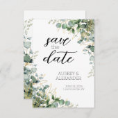 Elegante Eucalyptus Bewaar de datumkaarten Save The Date (Voorkant / Achterkant)