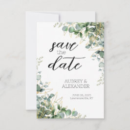 Elegante Eucalyptus Bewaar de datumkaarten Save The Date