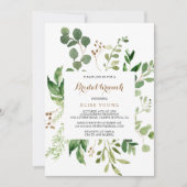 Elegante Eucalyptus Blad Groen Bruidsbrunch Kaart (Voorkant)