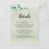 Elegante Eucalyptus blad groen bruiloft details Informatiekaartje (Voorkant)