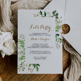 Elegante Eucalyptus Blad groen Laten we feesten Kaart