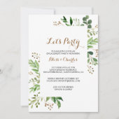 Elegante Eucalyptus Blad groen Laten we feesten Kaart (Voorkant)