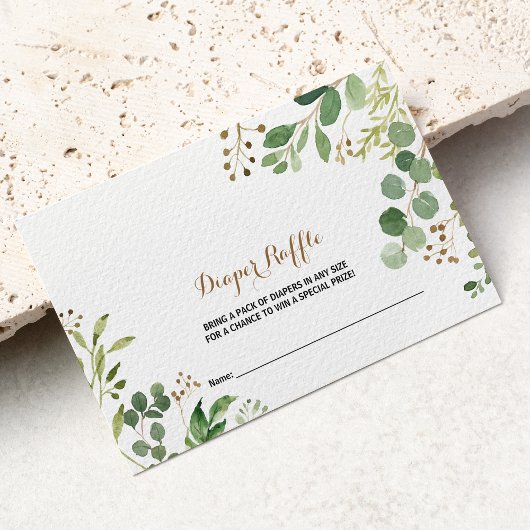 Elegante Eucalyptus Blad Groene Luier Raffle Informatiekaartje