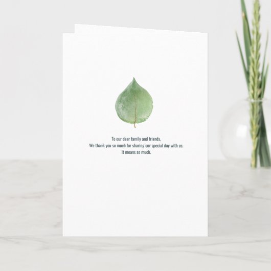 Elegante Eucalyptus Blad Orde Ceremonie Bruiloft Programma (Achterkant)