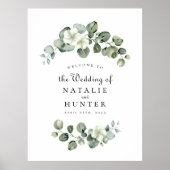 Elegante Eucalyptus Bladboog Groen Trouwbord Poster (Voorkant)
