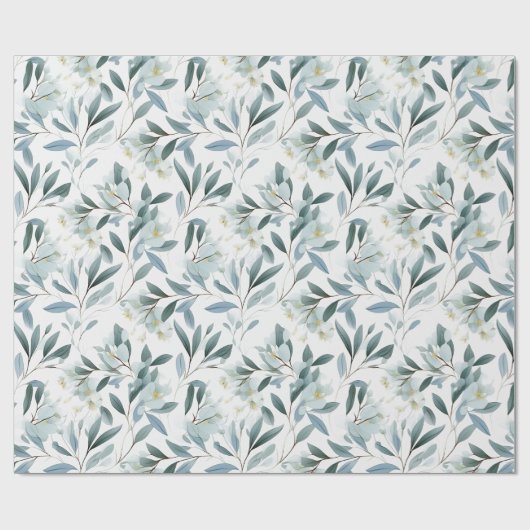 Elegante Eucalyptus bladeren crème Cadeaupapier (Vlak)