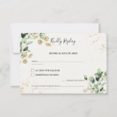 Elegante Eucalyptus bladeren & gouden accenten bru RSVP Kaartje (Voorkant)
