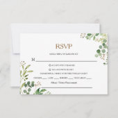 Elegante Eucalyptus Bladgroen RSVP Menu Keuze (Voorkant)
