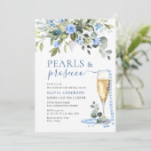 Elegante Eucalyptus Blauwe Bloemen PARELS & Prosec Kaart (Staand voorkant)