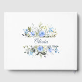 Elegante Eucalyptus Blauwe Rozen Bloemrijke Bruids Gastenboek (Achterkant)