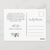 Elegante Eucalyptus Blauwe Rozen Bloemstuk Bedankt Briefkaart (Achterkant)