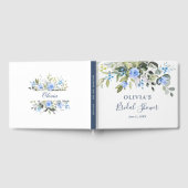 Elegante Eucalyptus Blauwe Rozen Bruiloft Gastenboek (Volledig)