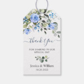 Elegante Eucalyptus Blauwe Rozen Dank U Trouw Cadeaulabel (Voorkant)