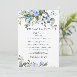 Elegante Eucalyptus Blauwe Rozen VERLOVINGSPARTY Kaart