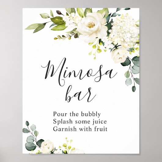 Elegante Eucalyptus Bloem Mimosa Bar Trouwdag Bord Poster (Voorkant)