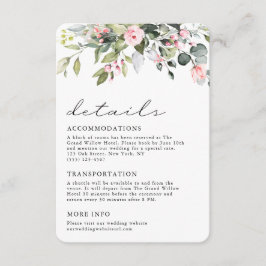 Elegante Eucalyptus Bloemige Groene Huwelijksdetai Informatiekaartje