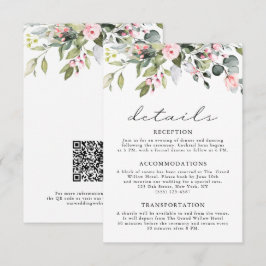 Elegante Eucalyptus Bloemige Groene QR Code Trouwd Informatiekaartje