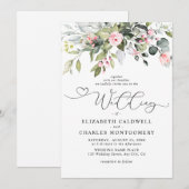 Elegante Eucalyptus Bloemige Groene Scriptie Bruil Kaart (Voorkant / Achterkant)