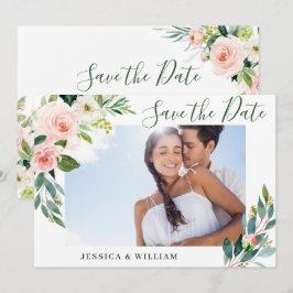 Elegante Eucalyptus Blozende Roze Bloem Huwelijks Save The Date