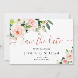 Elegante Eucalyptus Blozende Roze Bloemen Bruiloft Save The Date