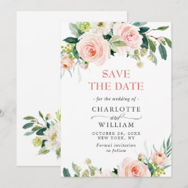 Elegante Eucalyptus Blozende Roze Bloemen Bruiloft Save The Date