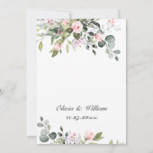 Elegante Eucalyptus Blozende Rozen Groene Huwelijk Kaart (Achterkant)