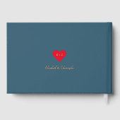 Elegante Eucalyptus Blue Gold Bruiloften Jubileum Gastenboek (Achterkant)