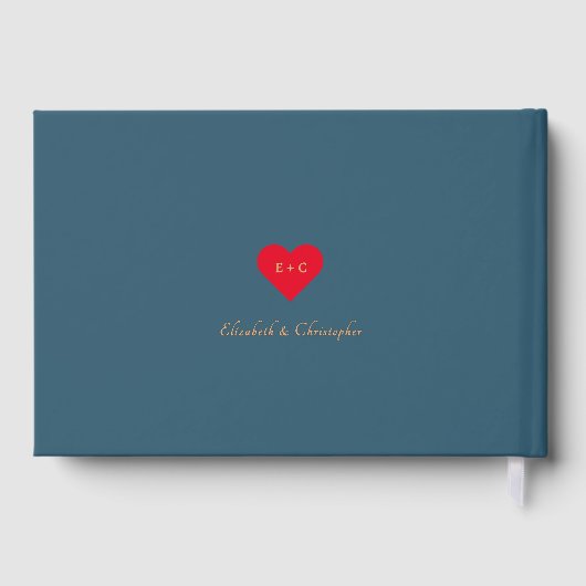 Elegante Eucalyptus Blue Gold Bruiloften Jubileum Gastenboek (Achterkant)