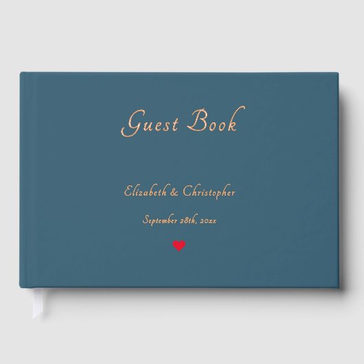 Elegante Eucalyptus Blue Gold Bruiloften Jubileum Gastenboek (Voorkant)