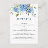 Elegante Eucalyptus Blue Hydrangea bruiloft detail Informatiekaartje (Voorkant)