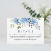Elegante Eucalyptus Blue Hydrangea bruiloft detail Informatiekaartje (Staand voorkant)