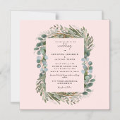 Elegante Eucalyptus Blush Bruiloft Magnetische Uitnodiging (Voorkant)