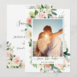 Elegante Eucalyptus Blush Roze Bloem Huwelijks FOT Save The Date