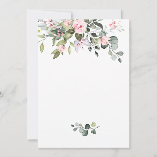 Elegante Eucalyptus Blush Rozen Baby Sprinkle Kaart (Achterkant)