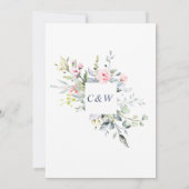 Elegante Eucalyptus Blush Rozen Bloemige Bruiloft Save The Date (Achterkant)