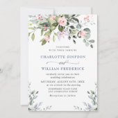 Elegante Eucalyptus Blush Rozen Bruiloft Kaart (Voorkant)