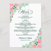 Elegante Eucalyptus Blush Rozen Bruiloft Menu (Voorkant)