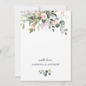 Elegante Eucalyptus Blush Rozen COUPLE BRUILOFT Kaart (Achterkant)