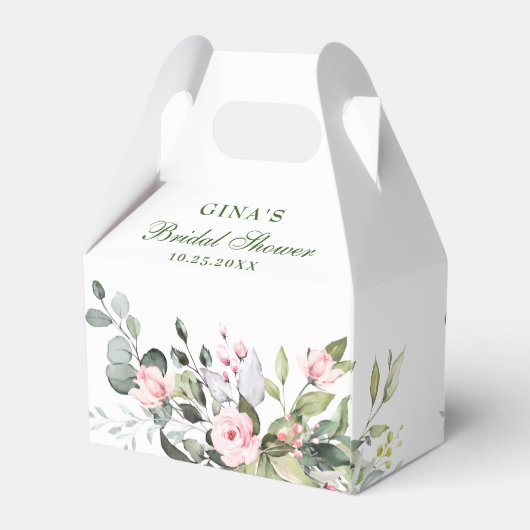 Elegante Eucalyptus Blush Rozen groen Bedankdoosjes (Achterkant)