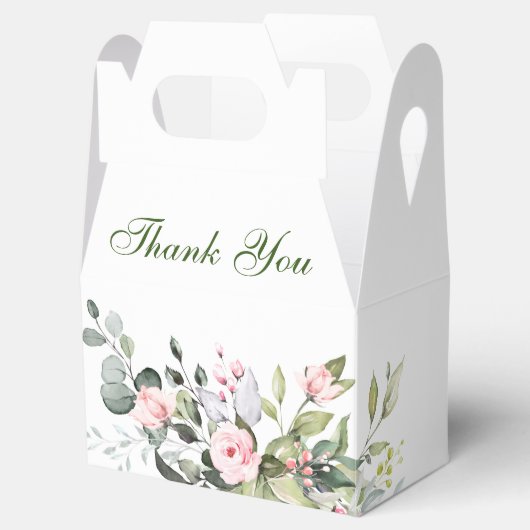 Elegante Eucalyptus Blush Rozen groen Bedankdoosjes (Geopend)