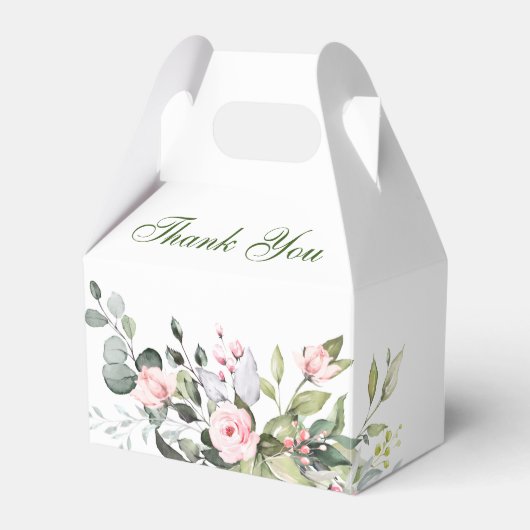 Elegante Eucalyptus Blush Rozen groen Bedankdoosjes (Voorkant Zijde)