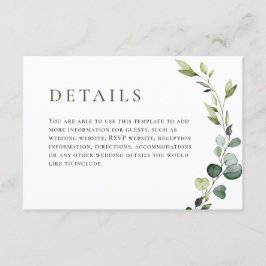 Elegante Eucalyptus Boheemse bruiloft Informatiekaartje