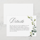 Elegante Eucalyptus Boheemse bruiloft Informatiekaartje (Voorkant / Achterkant)